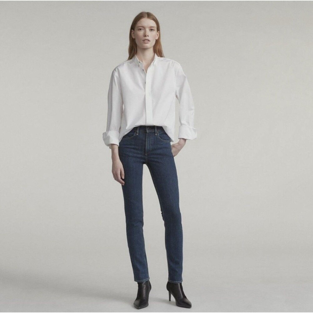 rag & bone High Rise Cigarette Ankle Jeans In Dark Paz 26